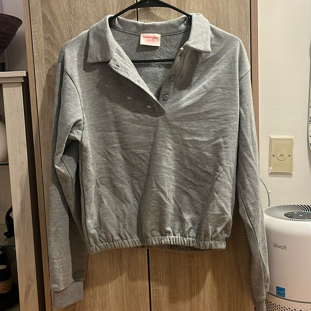 WORN ONCE Showpo Grey Cropped Polo